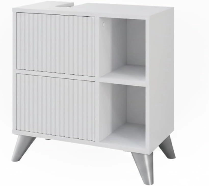 Mobile a specchio per il bagno Leano, Bianco, 60 x 60 cm, adatto per la conservazione di articoli da bagno e asciugamani