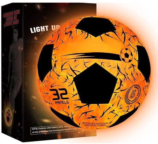 Pallone da Calcio con Effetto Olografico LED - Pallone da Calcio con Effetto Luminoso - Pallone da Calcio per Divertimento & Giocattoli con Effetto Luminoso - 2 LED - Dimensione 5 - Arancione