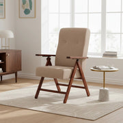 Poltrona Pianosa Regolabile 4 Posizioni in Legno di Faggio Noce e tessuto Beige – Comfort e Relax Quotidiano
