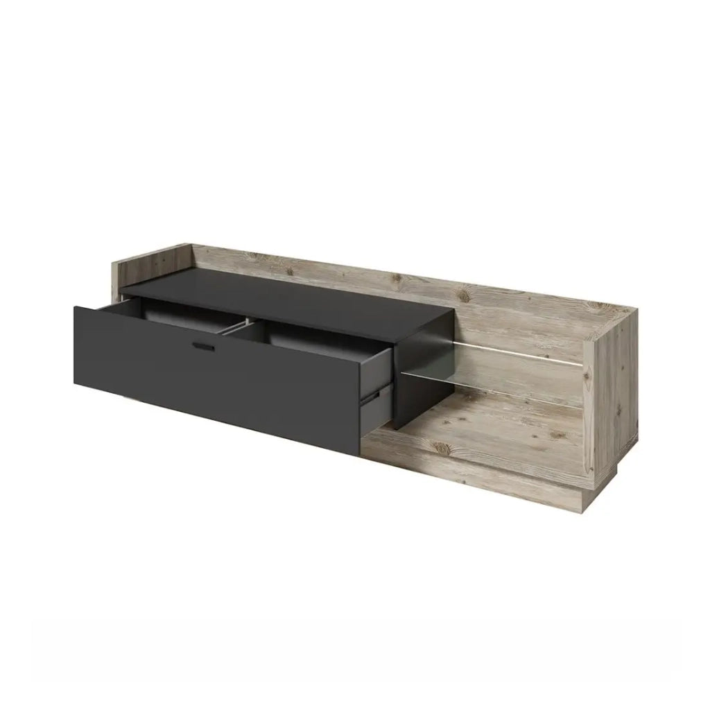 Mobile TV XL 220cm. Collezione CORK. Colori Pino e grigio antracite.