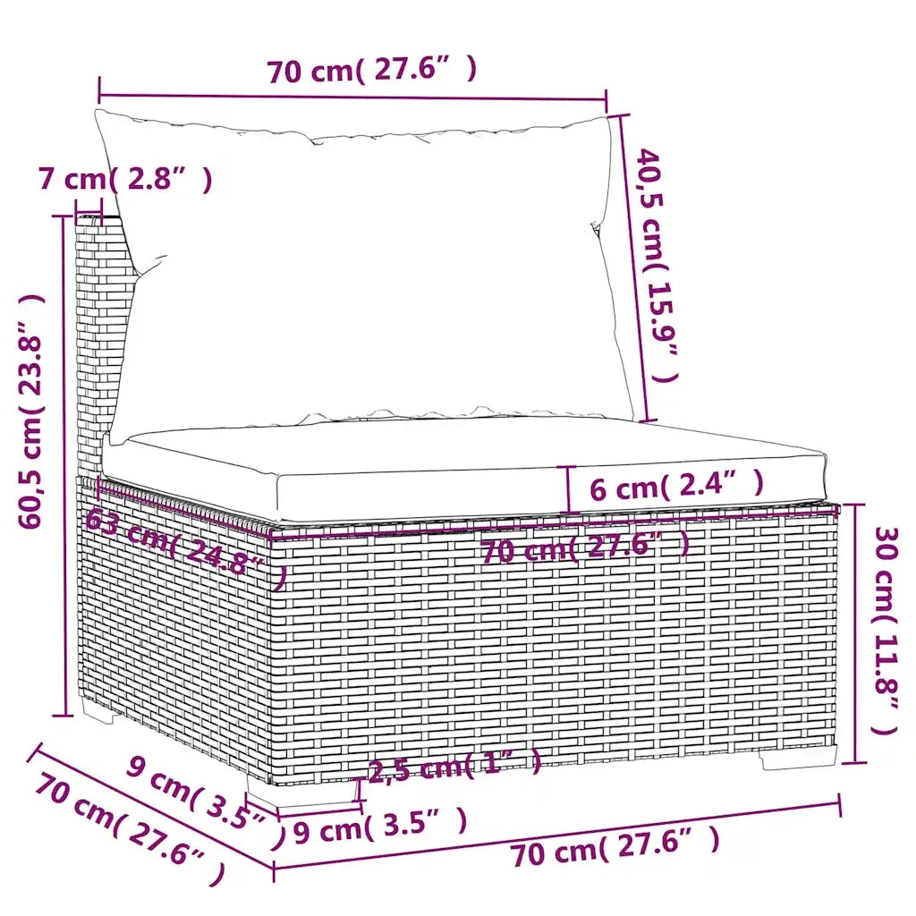 Set Divani da Giardino 4 pz con Cuscini in Polyrattan Nero 3101640