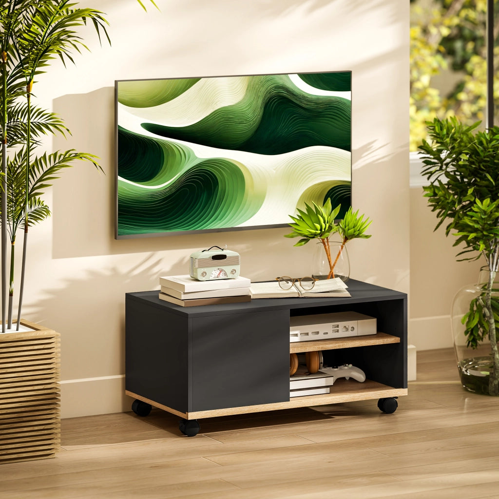 Mobile TV con Ruote ¨C zephmum ¨C Nero 80x45x41 cm