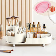 Organizzatore di trucco 360 gradi rotativo - 2 in 1 - 1 pezzo - Bianco
