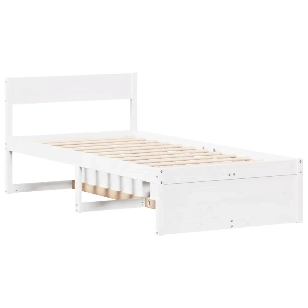 vidaXL Letto senza Materasso Bianco 75x190 in Legno Massello di Pino