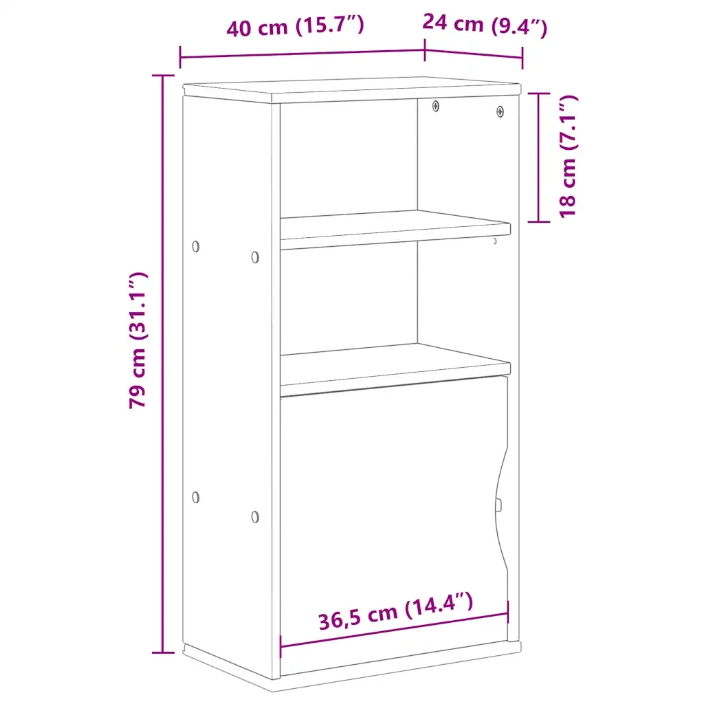 Armadietto Laterale ODDA Bianco 40x24x79 cm Legno Massello Pino 4103596