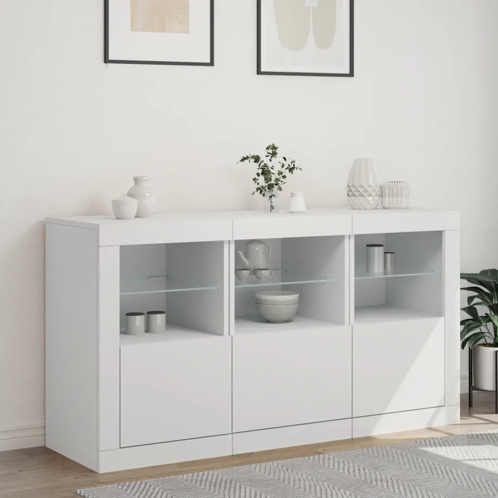 Credenza | Madia | Buffet da pranzo | Armadio da pranzo con Luci LED Bianca 123x37x67 cm