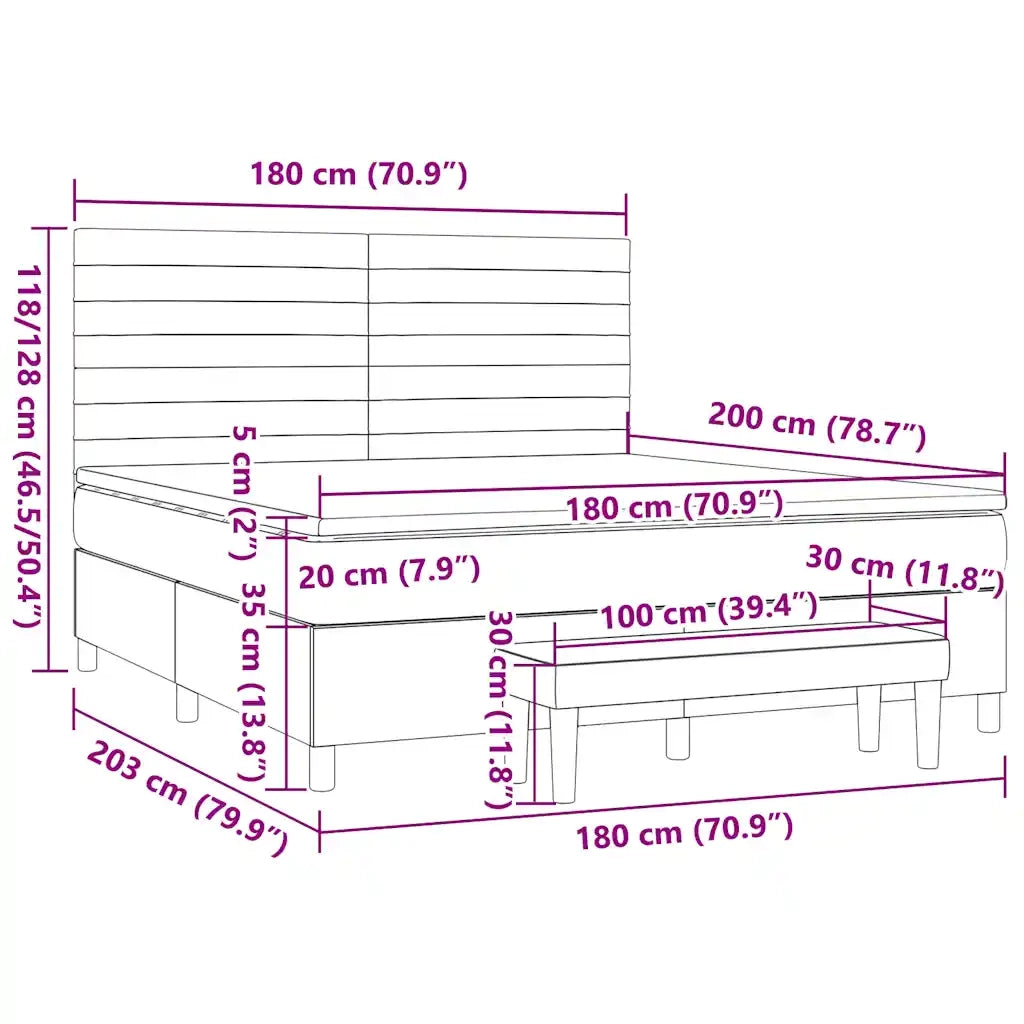 Giroletto a Molle con Materasso Blu 180x200 cm in Tessuto
