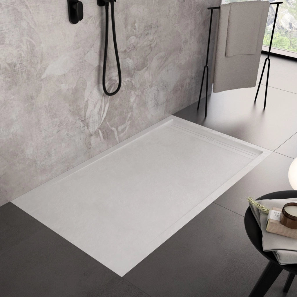 Piatto doccia in marmo resina bianco pietra cemento grid, misura 80x110