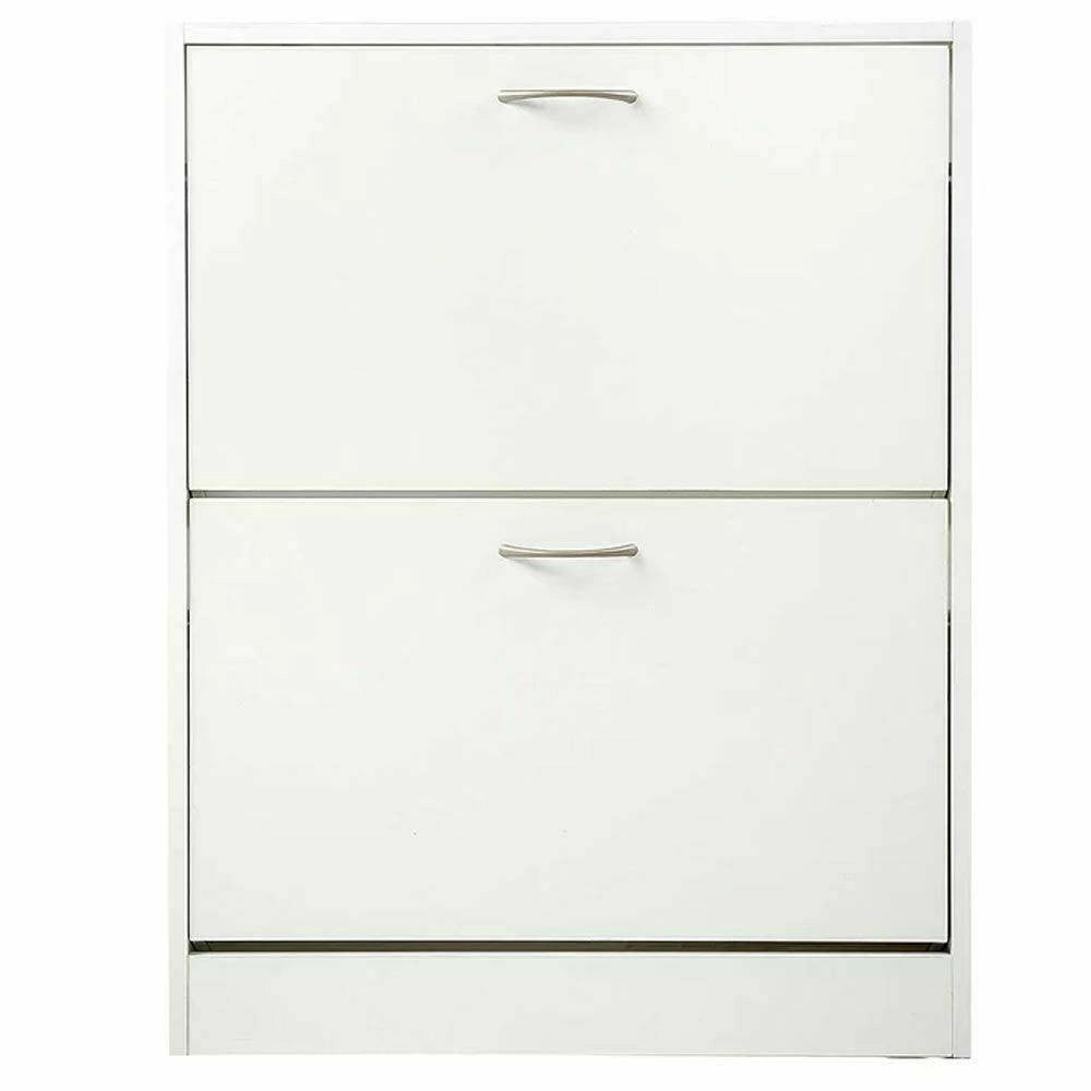 Trade Shop - Scarpiera 2 Ante Ripiani Doppia Profondita In Melamina 63x24x80cm Colore Bianco -