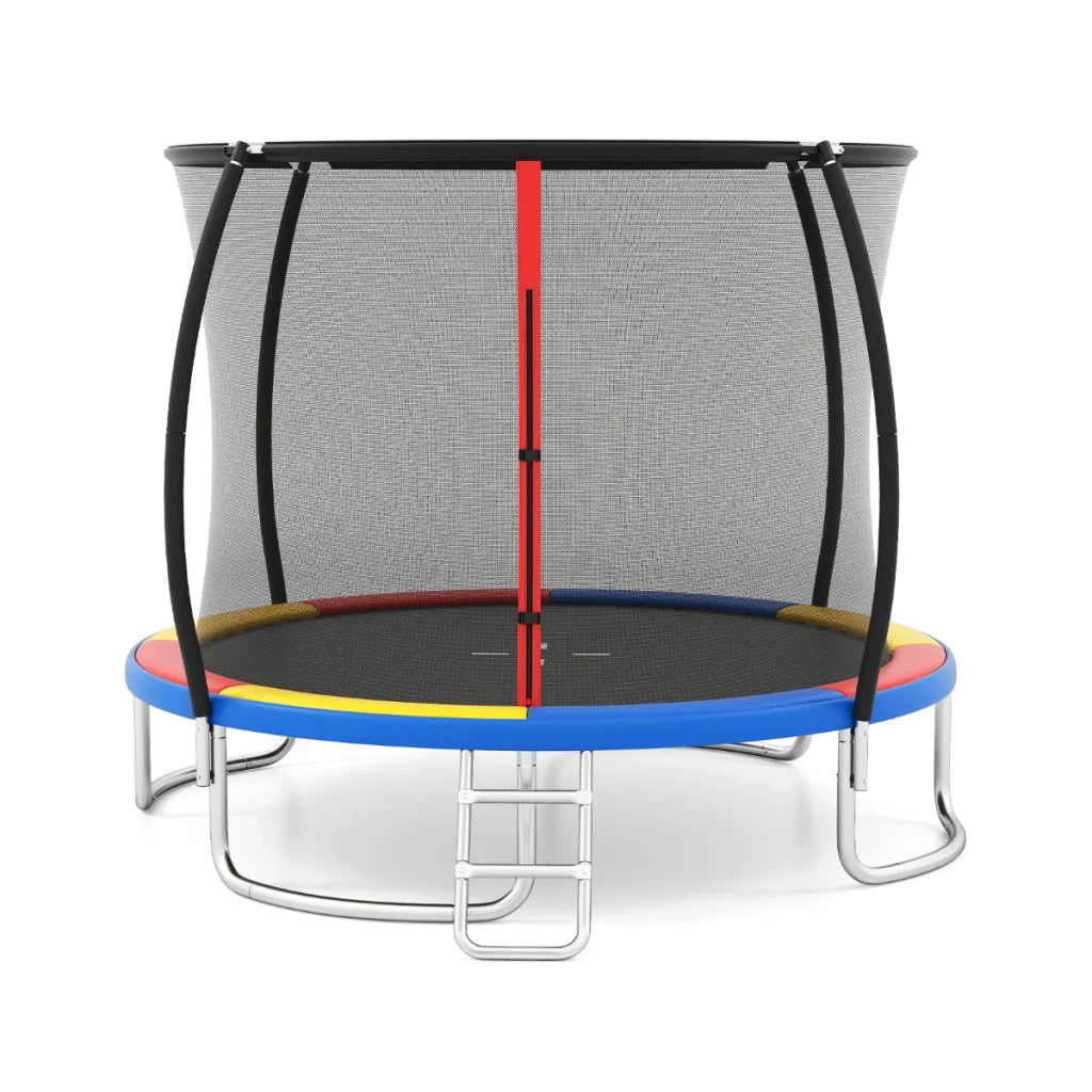 Robusto trampolino da esterno 366 x 269 cm con rete di sicurezza e scaletta antiscivolo stile contemporaneo realizzato in acciaio zincato colorato 20_0019584