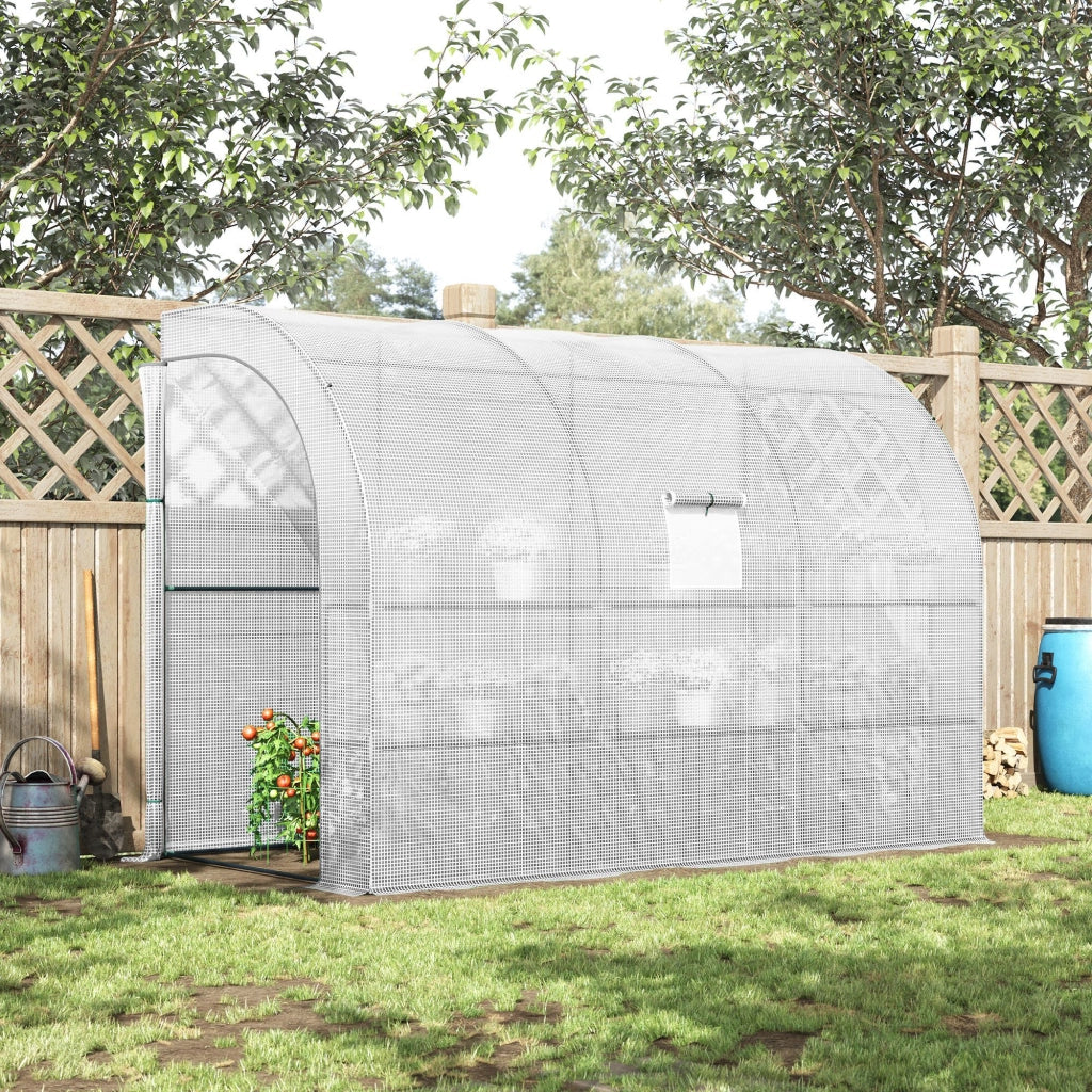 Serra da Giardino con Copertura in Plastica, 3 Ripiani, Porte a Zip, Bianco ¨C zephmum ¨C 200x100x150 cm