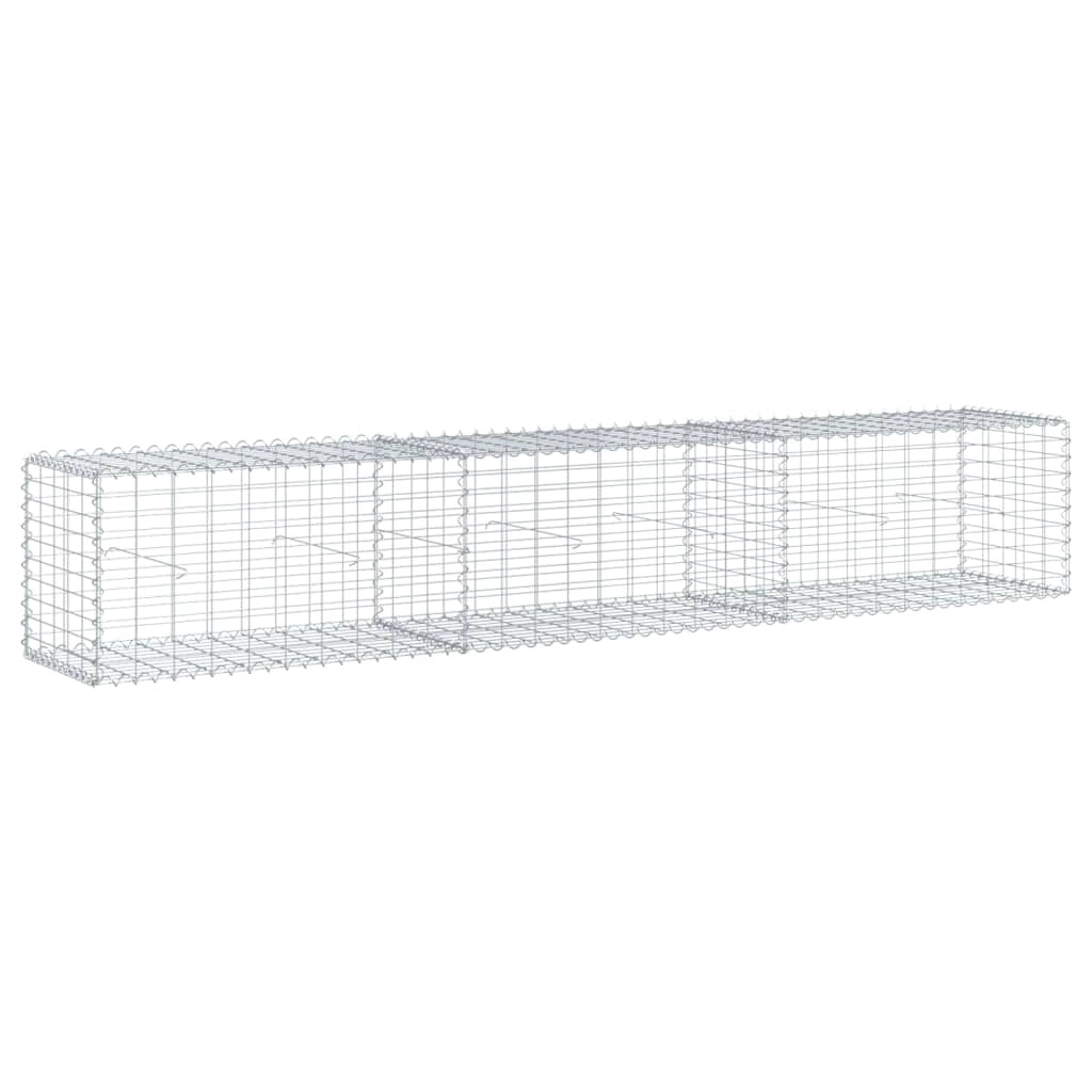 Gabbione recinto a gabbia muro di contenimento con coperchio 300 x 50 x 50 cm ferro zincato argento 02_0040156