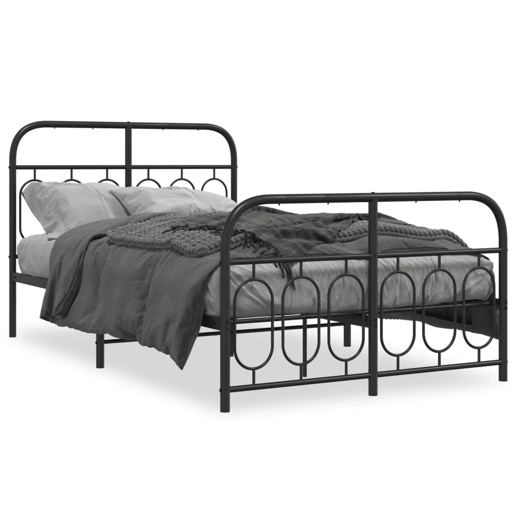 vidaXL Giroletto con Testiera e Pediera Metallo Nero 120x200 cm
