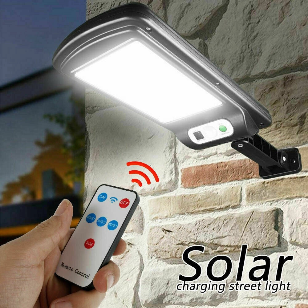 Trade Shop - Faro Lampione Stradale Pannello Solare Fotovoltaico Sensore 120 Led Cob 5195 -