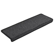 Tappetini per scale 30 pz 65x21x4 cm Antracite Bordo rettangolare 3365765