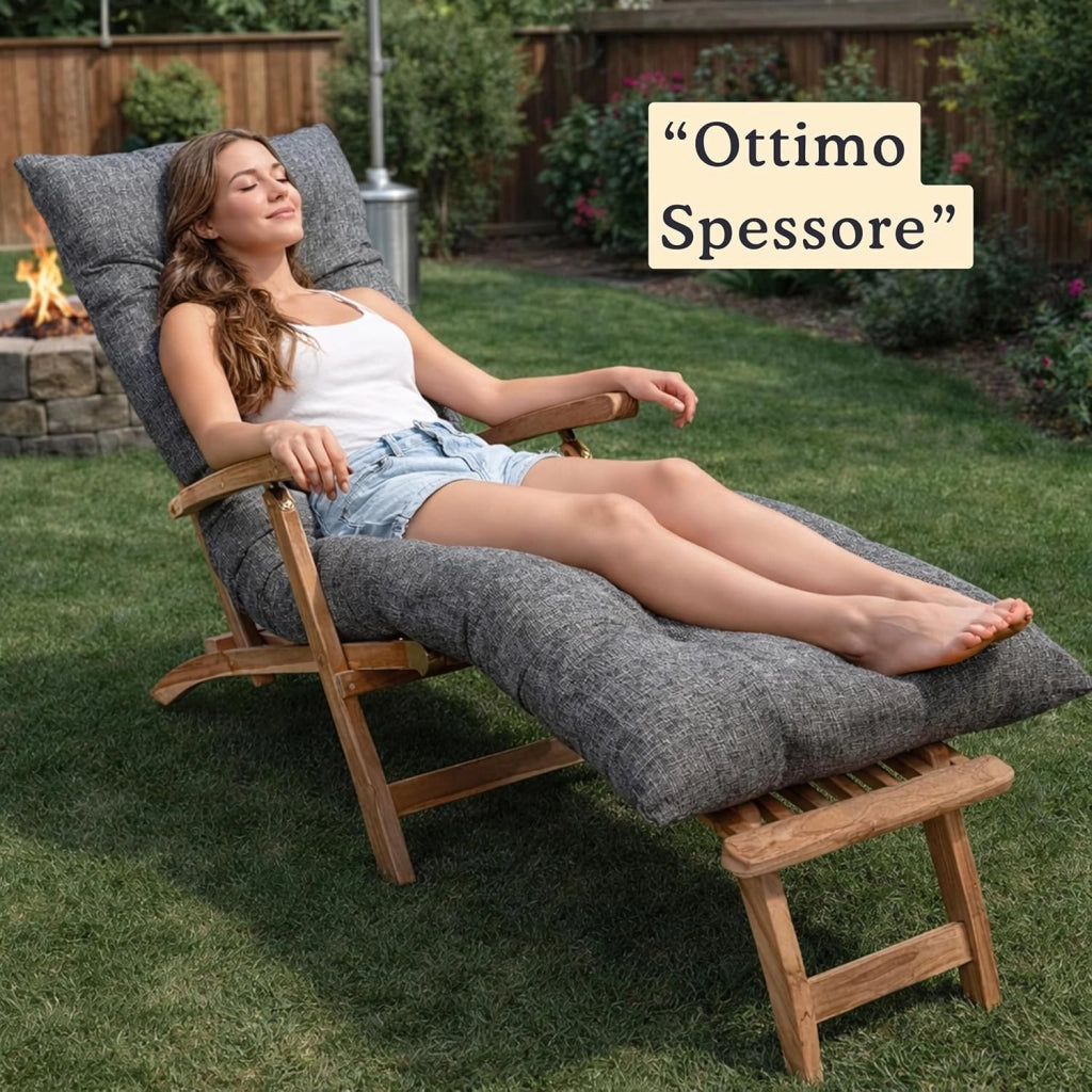 Cuscino per Lettino Prendisole - Materassino Spesso, Morbido e Confortevole, Generosamente Imbottito con Schiuma - Cuscino Sdraio da Esterno, Facile da Installare (185x60x15 cm, Grigio)
