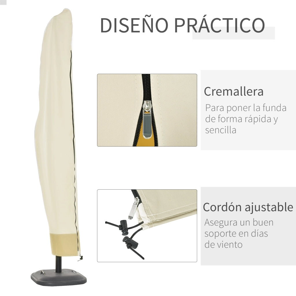 Funda per Ombrellone da Giardino ¨C zephmum ¨C Impermeabile Oxford 600D con Cerniera ?56x220 cm Beige