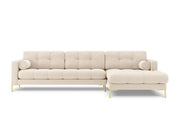 Cosmopolitan Design - Divano angolare destro "Bali" 5 posti in tessuto strutturato beige chiaro 
