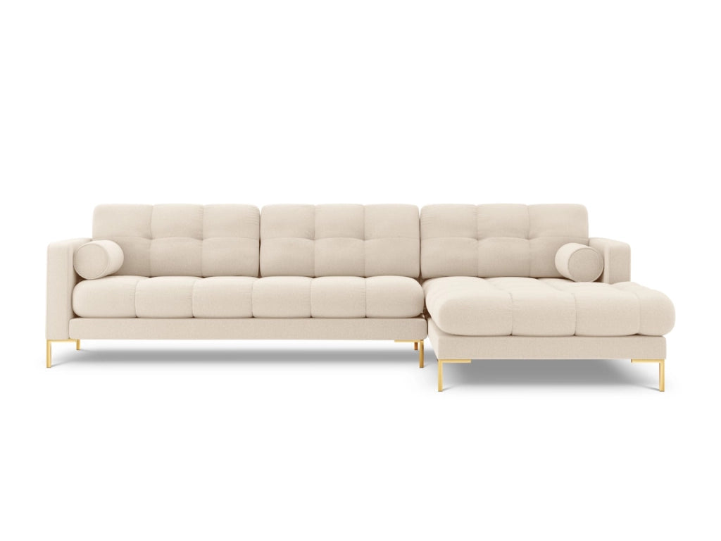 Cosmopolitan Design - Divano angolare destro "Bali" 5 posti in tessuto strutturato beige chiaro 