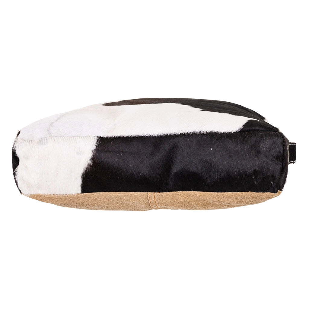 Cuscino in pelle bianco/nero 48x10x48h