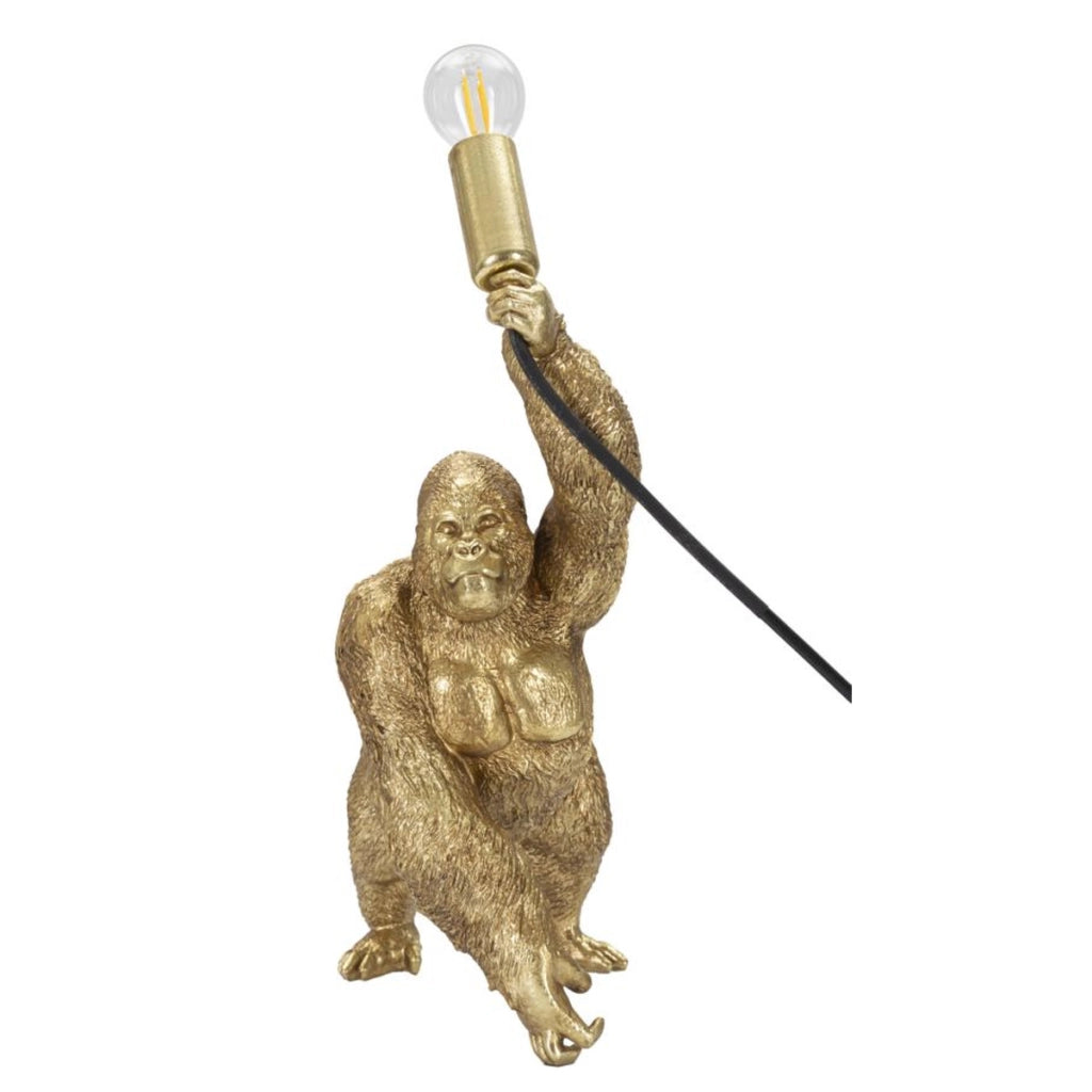 Lampada da Tavolo Gorilla 1, Oro, Poliresina, 22,5x16x40 cm, Seven Design