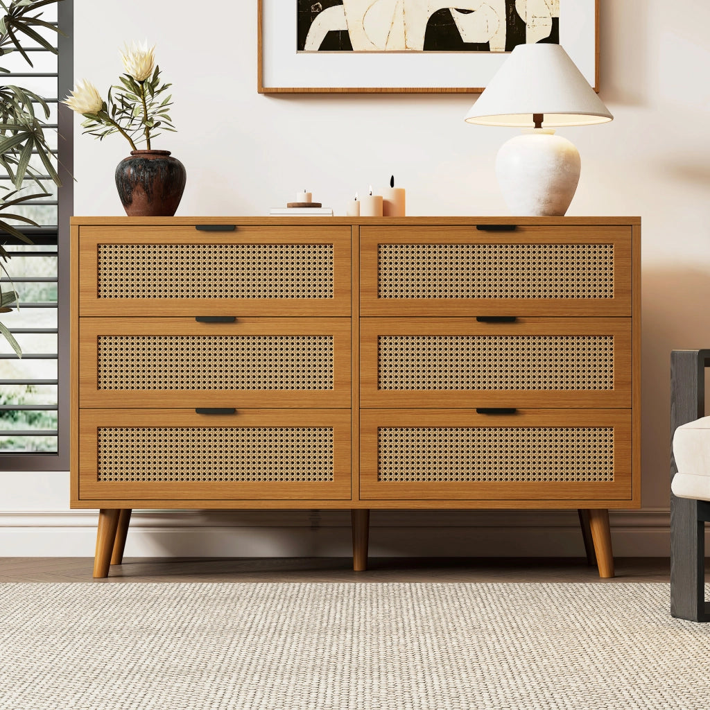 Cassettiera con 6 cassetti - per camera da letto o soggiorno - 120x40x76.5 cm - noce