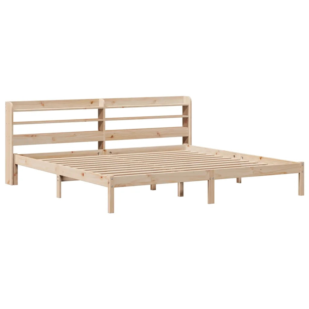 Letto senza Materasso-Struttura Letto 200x200 cm in Legno Massello di Pino 145091