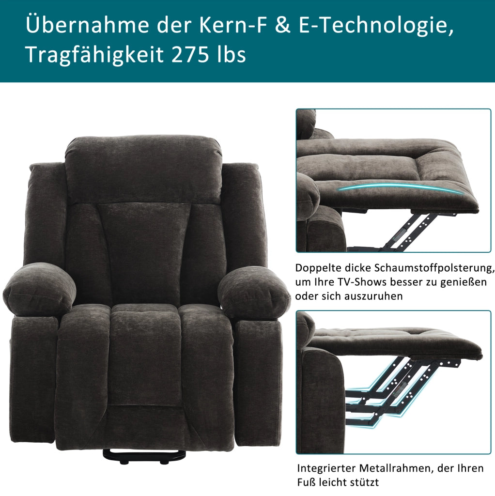 Poltrona relax elettrica con massaggio, riscaldamento e USB