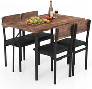 Set da Pranzo 5 Pezzi per 4 Persone, Tavolo da Cucina Rettangolare Industriale con 4 Sedie Imbottite con Gambe in Metallo, Seduta Imbottita, Mobili Salvaspazio per Colazione in Appartamento