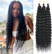 Estensioni capelline 22 Pollici - Capelli sintetici - Capelli ondulati - Capelli tesi - Senza nodi - Fibre di alta qualità - Capelli intrecciati