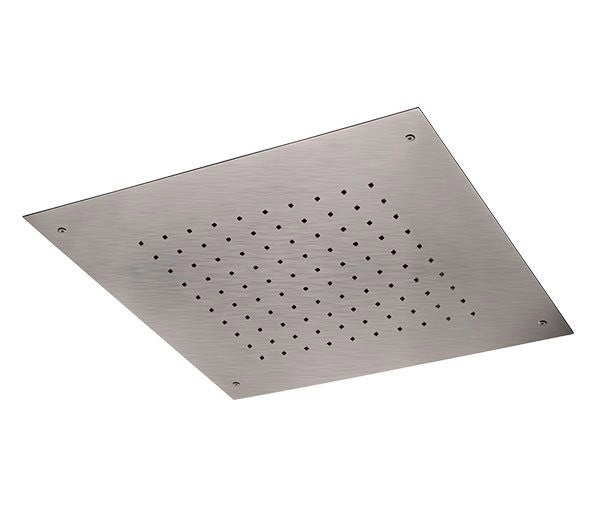 Soffione a soffitto in acciaio inox spazzolato quadrato