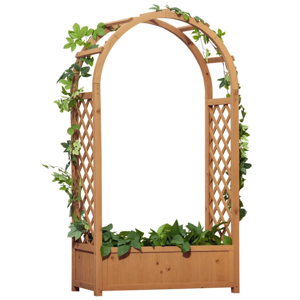 Fioriera da Giardino in Legno di Pino Marrone con Arco ¨C Zephmum ¨C 83x36x152 cm