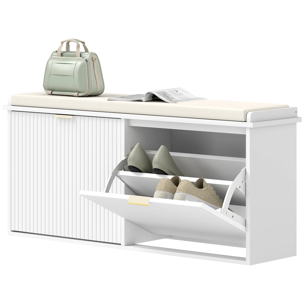 Banco Scarpe con Cassetti e Seduta ¨C zephmum ¨C Bianco 104x26x47,5 cm