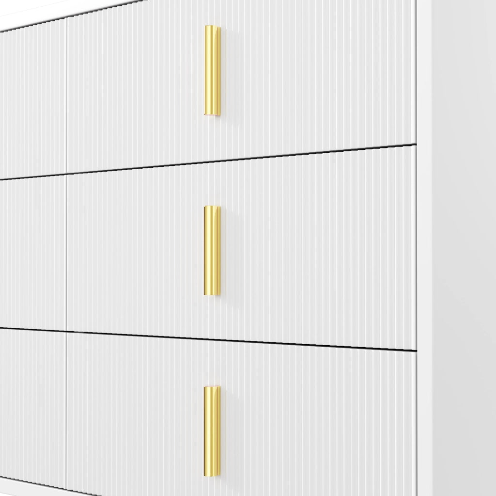 Sideboard bianco e oro 120x77x40 cm con 6 cassetti e design moderno