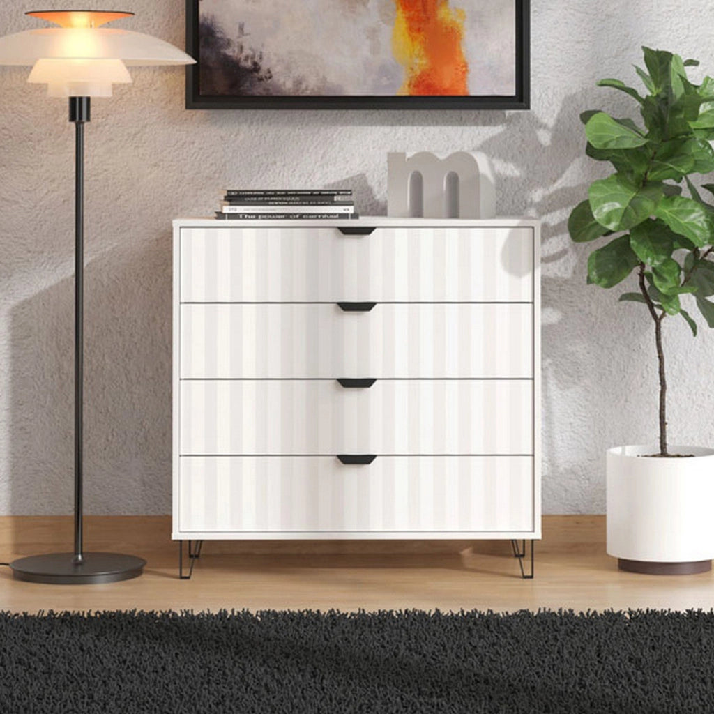 Maggiora, Cassettiera 4 Cassetti, 93x40x90h cm Bianco