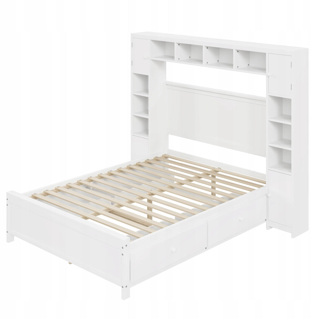 Letto 140x200 - Xylo - Bianco con cassetti e armadio