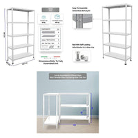 Scaffale in Metallo 5 Ripiani 100x40x187 cm  Ettore Bianco