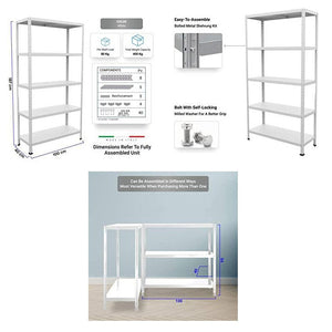 Scaffale in Metallo 5 Ripiani 100x40x187 cm  Ettore Bianco