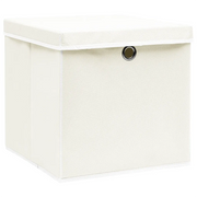Scatole Portaoggetti con Coperchi 4pz Bianco 32x32x32cm Tessuto 288350
