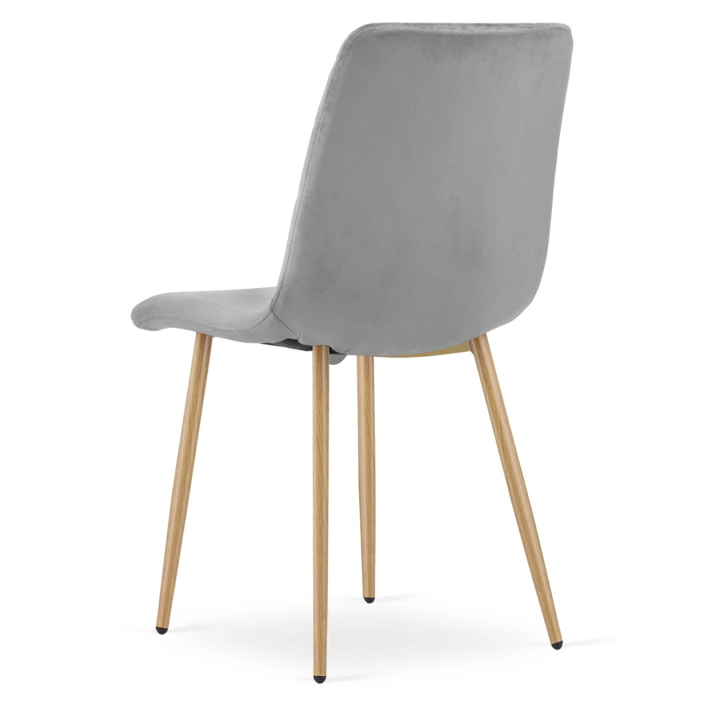 Set di 3 sedie Turin in velluto grigio chiaro e gambe effetto legno