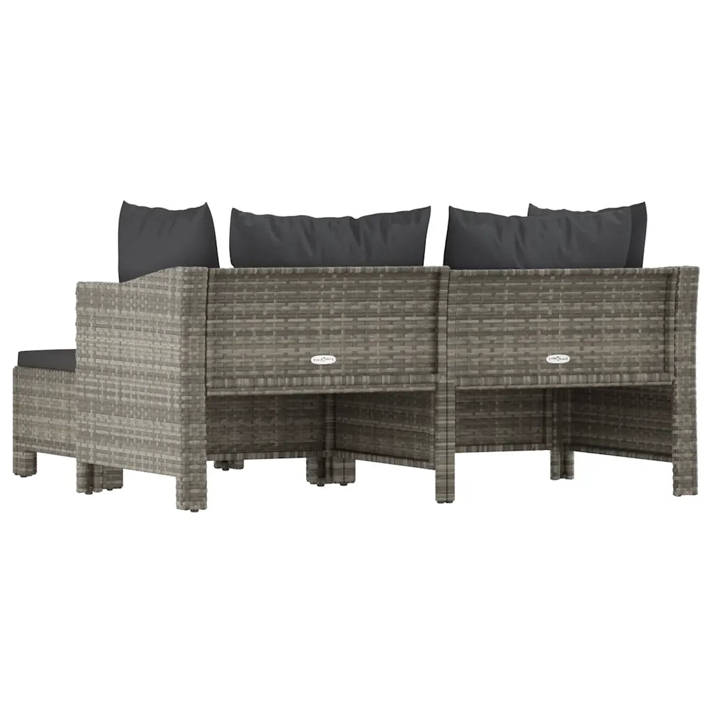 Set Divani da Giardino 3 pz | Set Salotto da Giardino con Cuscini in Polyrattan Grigio