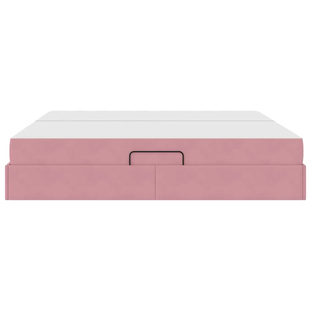 Letto con contenitore e materasso Rosa 200 x 200 cm Velluto 3399747