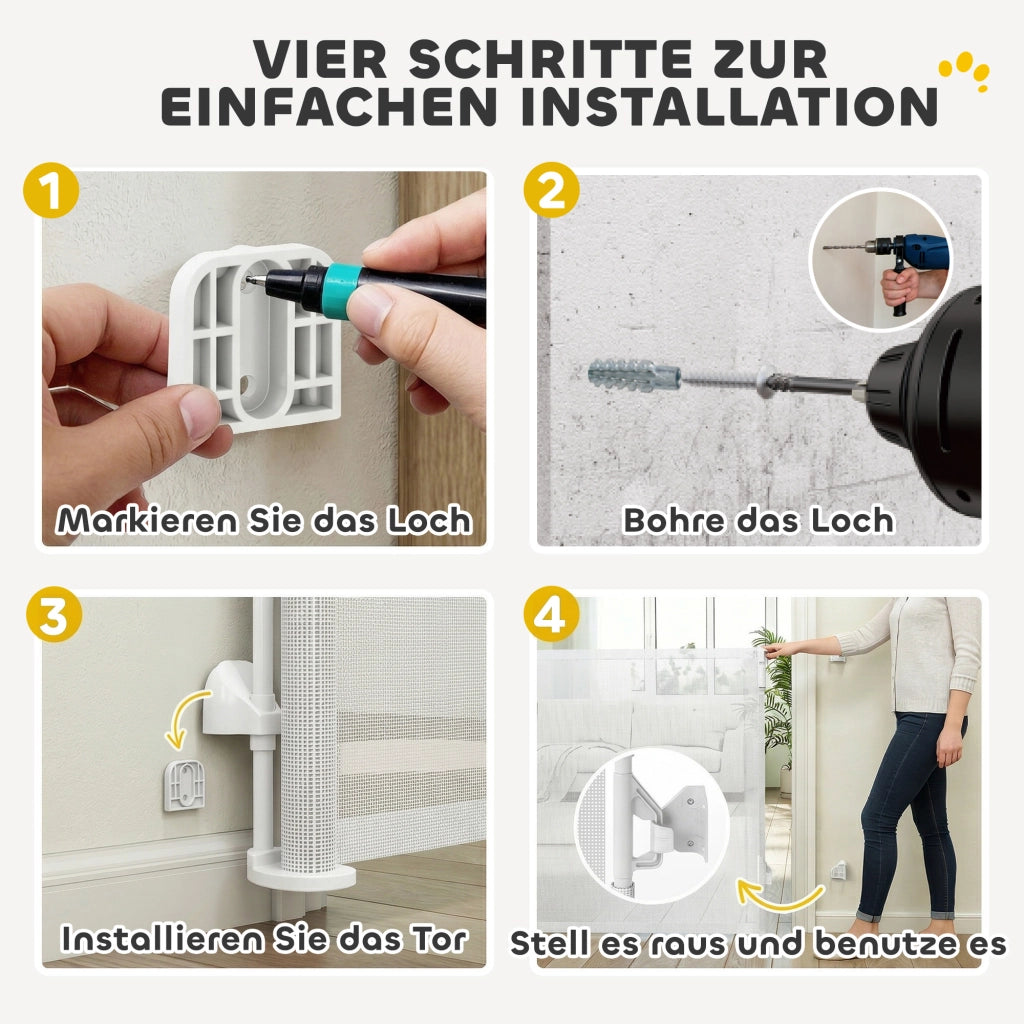 Cancello di sicurezza estendibile per scale e porte 0-140 cm ¨C Zephmum ¨C Bianco
