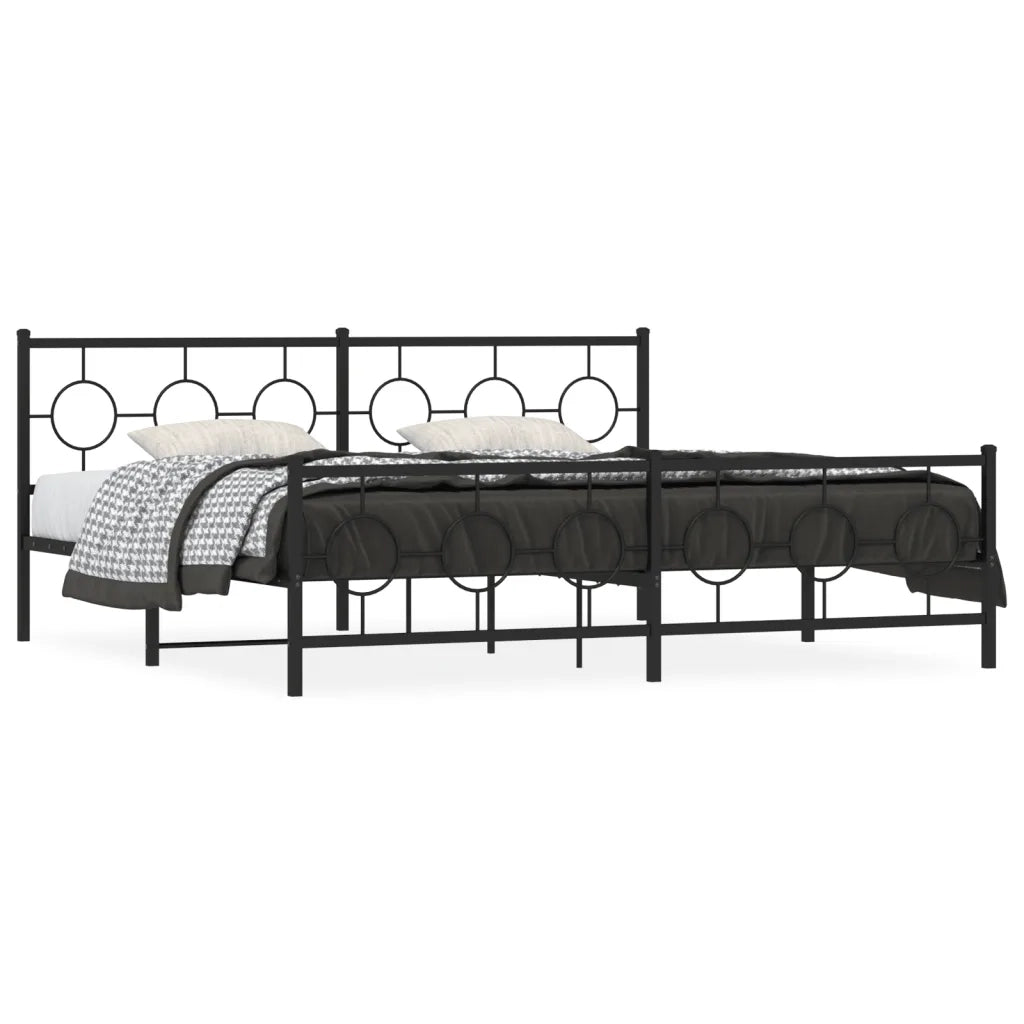 Giroletto con Testiera e Pediera-Struttura Letto Metallo Nero 193x203 cm 576697