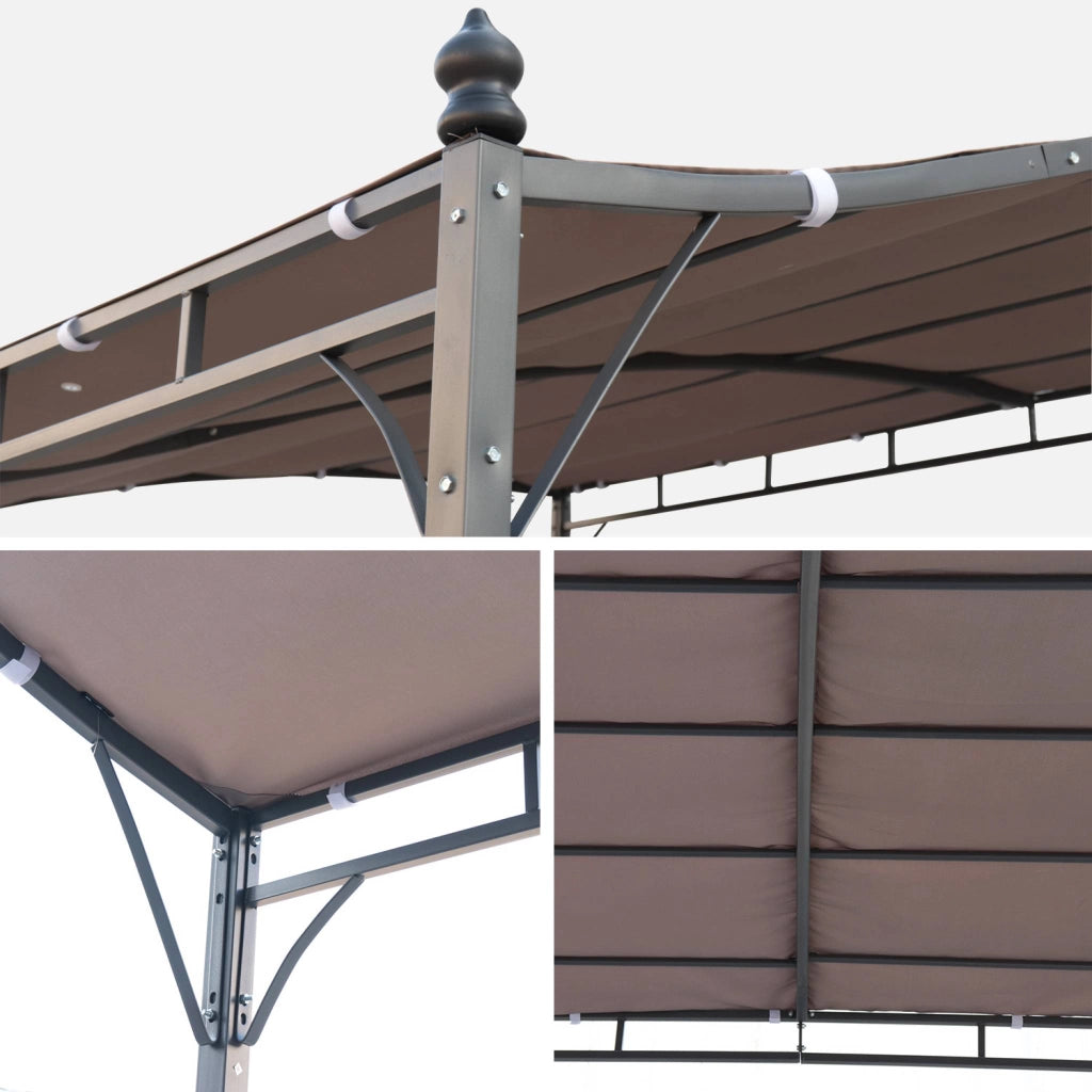 Pergola a parete struttura in acciaio 3x2,5 m  con tetto in tessuto,