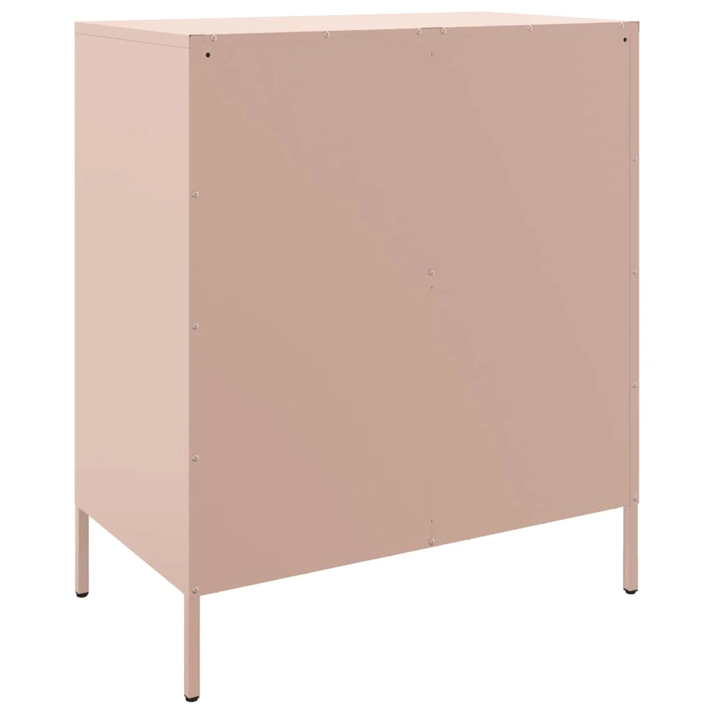 Credenza cassettiera armadio mobile contenitore organizer per cucina soggiorno salotto 68 x 39 x 79 cm acciaio rosa 02_0036215