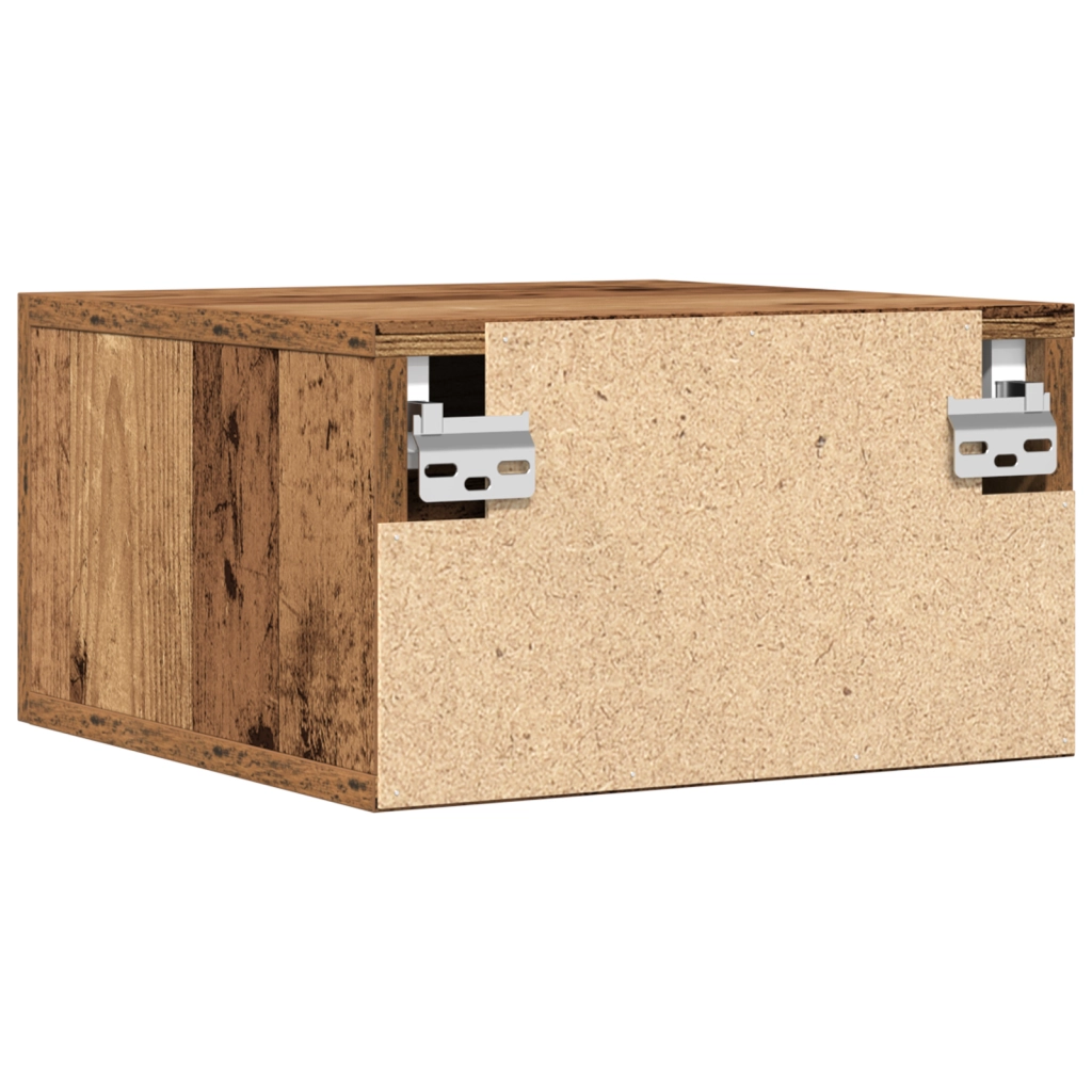 Comodini 2 pz a muro in legno vintage 35x35x20 cm