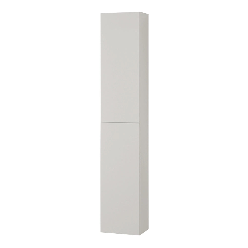 Colonna bagno sospesa H160 cm in legno bianco lucido con ripiani Leda