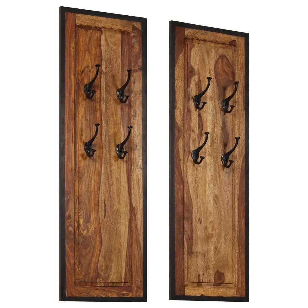Appendiabiti 2 pz in Legno Massello di Acacia 246232