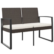 Panchina da Giardino | Panca da Giardino a 2 Posti con Cuscini in Rattan PP Marrone